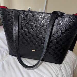 Valentino Black Embossed Tote Bag